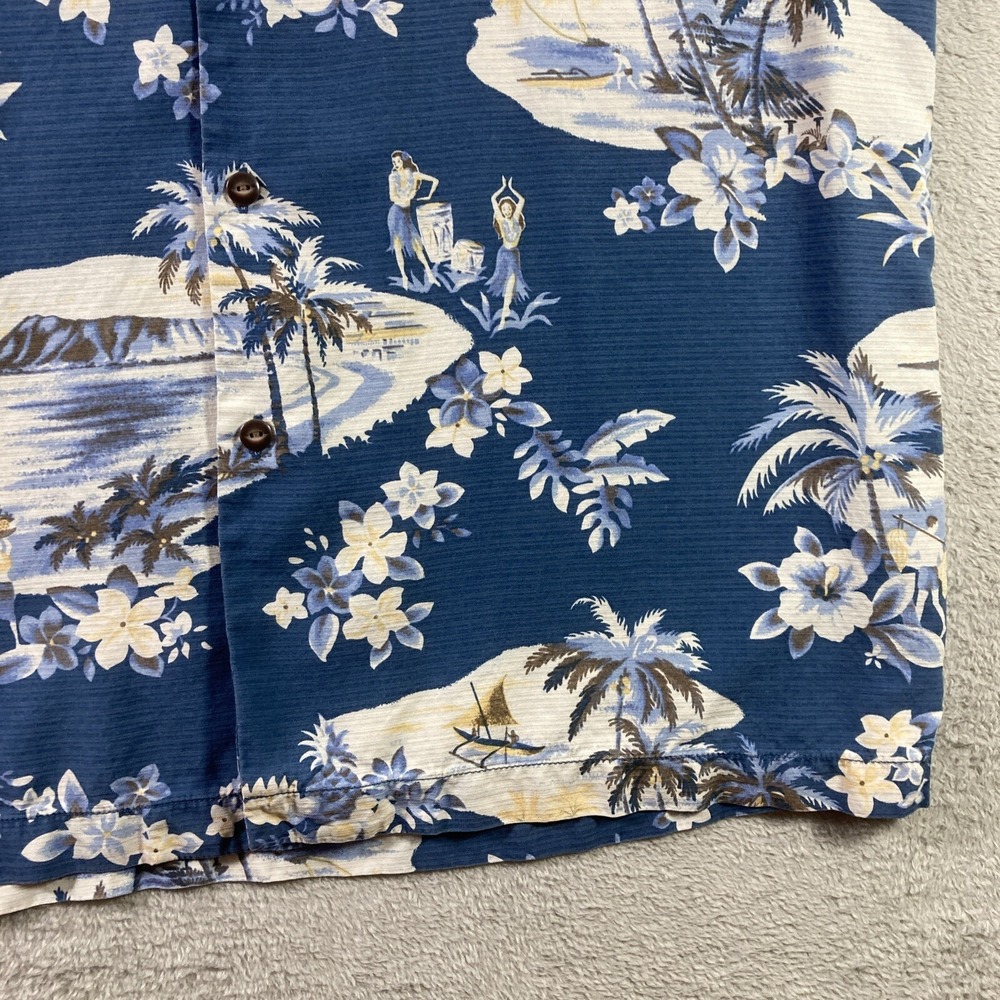 Tommy Bahama Hawaiian Shirt Men Large All Over Print Blue Silk Button Up Casual - Picture 4 of 16